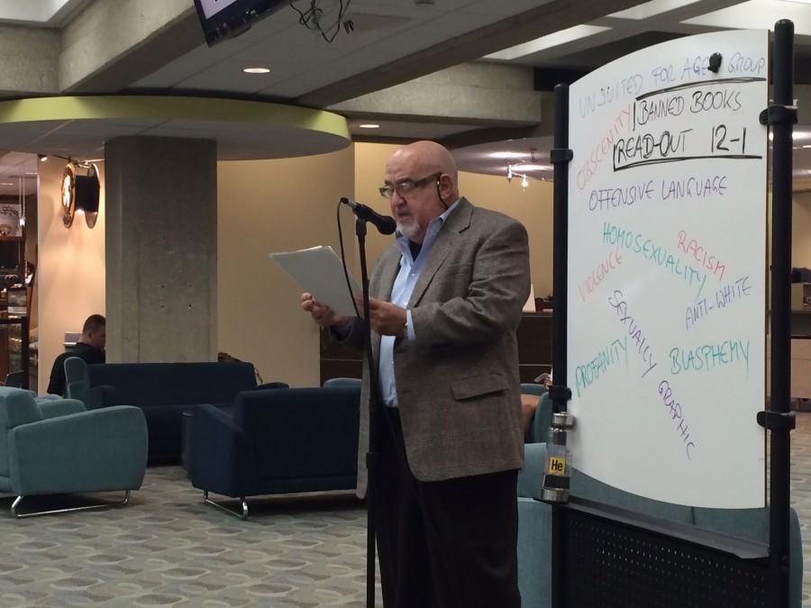 Dr. Ritchey, a faculty member at UA reads Lady Chatterleys Lover as part of the Read Out