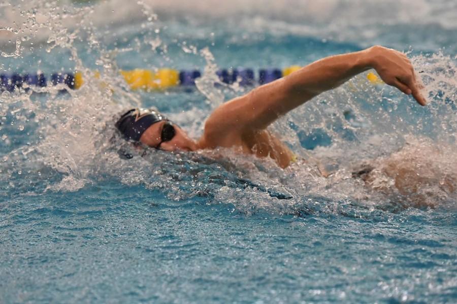 Akron swimmer during her race in CSU.