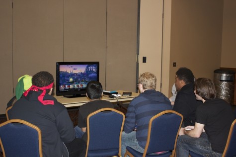 Students compete in Super Smash Bros. on Wii U