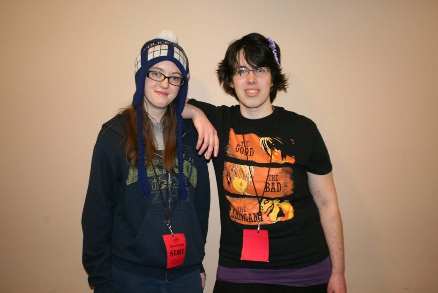Member Alex Toothman (left) and President of Akron Anime Association Kimberly Roby (right).