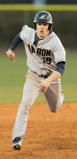 Joey Havrilak stealing a base in their game against the Fighting Irish. 