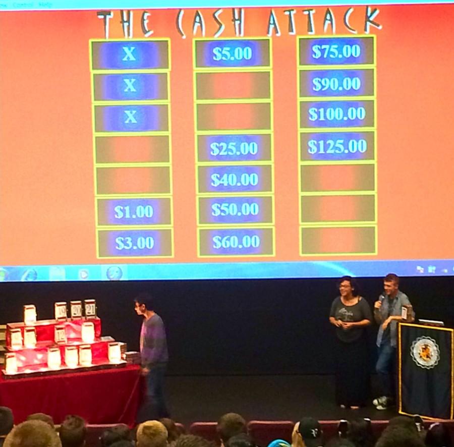Students played game similar to Deal or No Deal in attempts to win gift cards.