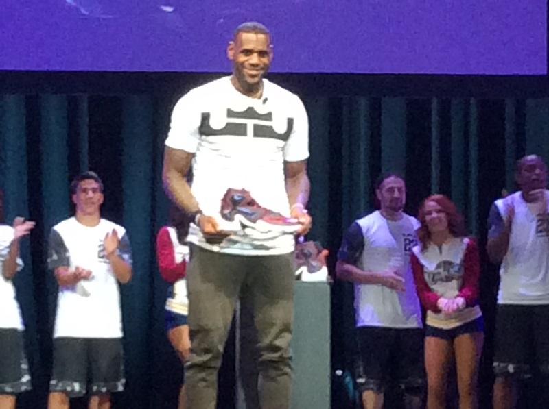 Lebron stands with his newest shoe