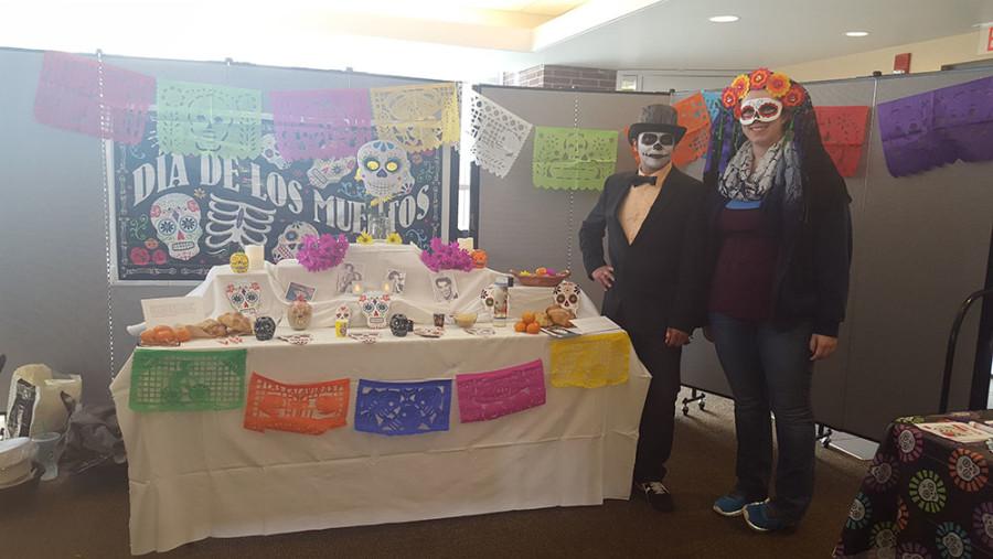 Megan Grund and Alvaro Rodriguez, H.O.L.A. members, dress in traditional costumes to celebrate Day of the Dead.