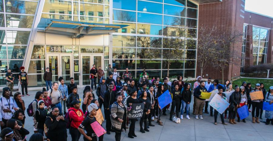 The+Black+Students+United+rally+was+held+on+Monday%2C+Nov.+16%2C+outside+of+the+Union.+