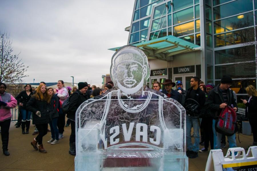 Students, alumni, faculty, and staff gathered to watch the competitors create frozen masterpieces during this years Ice Fest. 