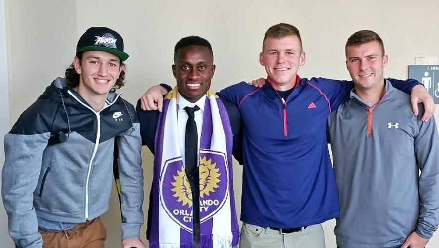 (Left to right) Robby Dambrot, Richie Laryea, Brad Ruhaak, and Bryce Cregan at the 2016 MLS Super Draft.