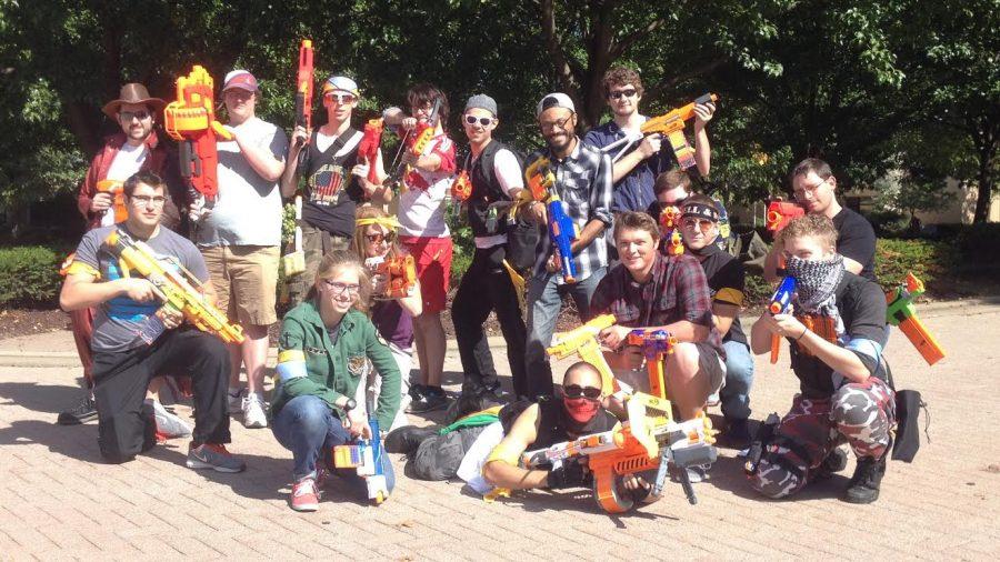 Players prep for the final battle with Nerf blasters at the ready.