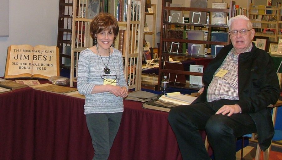 Committee members Tess Kindig and Jim Best. Best is one of the founding members of the paper show. (Photo courtesy of Patti Russell)