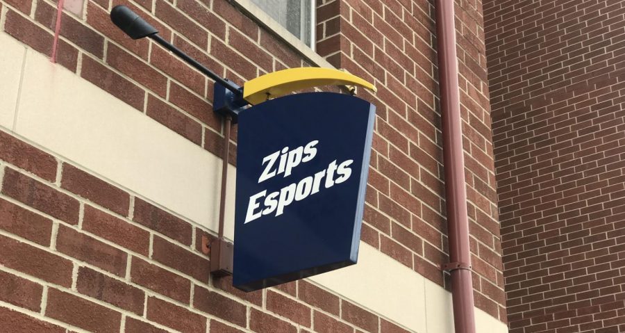 A sign marks the location of the Esports venue at Williams Honors College. This spot was originally a  Zip Card Office branch