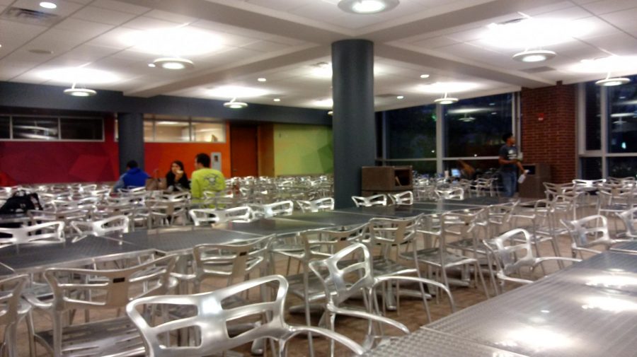 A few students spend time in the Taber Student Union.