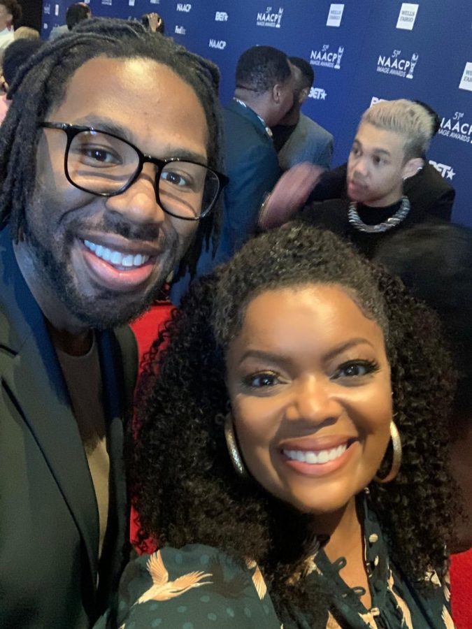 Matthew Cherry and Yvette Nicole Brown pose for a photograph during the Nominees Luncheon on Feb. 1, 2020.