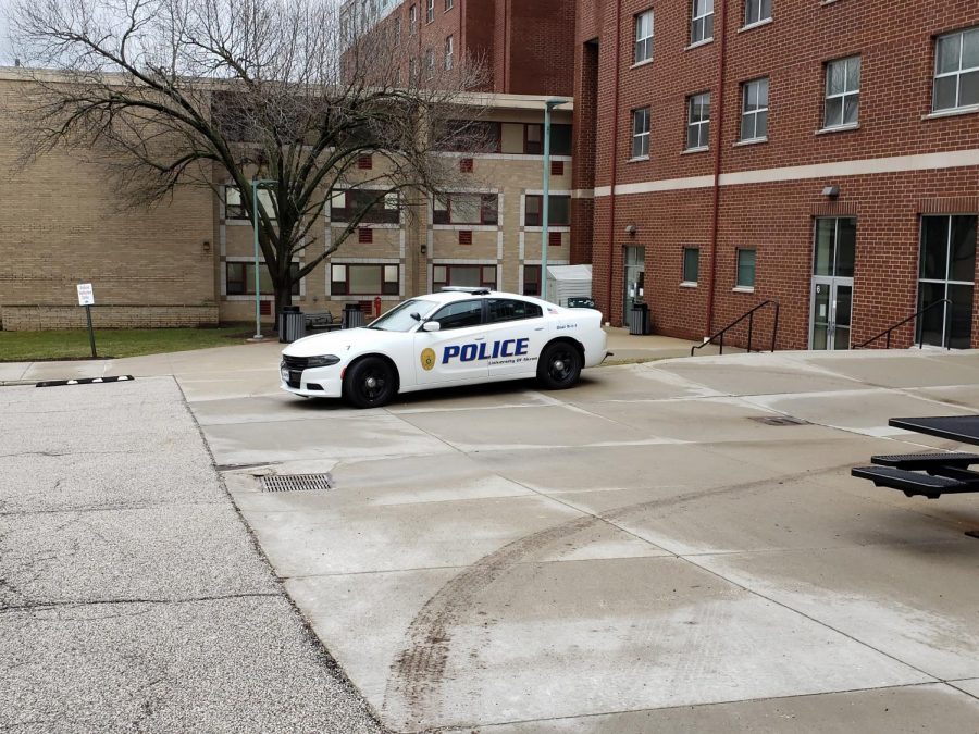 Officers from The University of Akron Police Department routinely patrol different areas of campus.