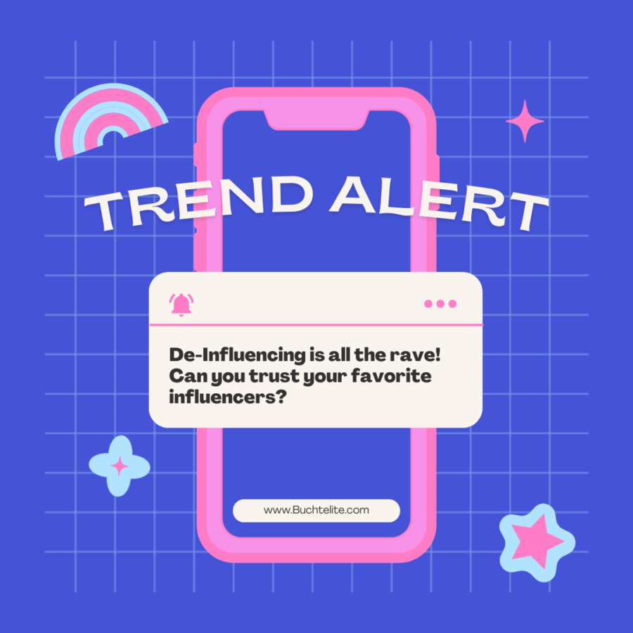 Trend alert graphic features mobile phone and title of the story. (Created using Canva.com design program.)