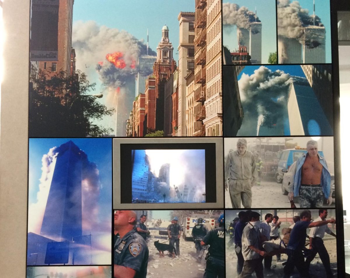 The photographs of Bill Biggart, a news photographer who died documenting the events of 9/11. Also displayed in the exhibit was his camera and equipment, which were recovered from the wreckage of the North Tower, along with his remains.
